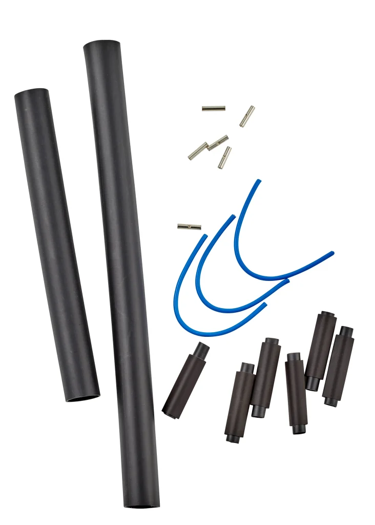 Items included in the in slab heating repair kit including connectors, heat shrink tube, crimp sleeves etc.